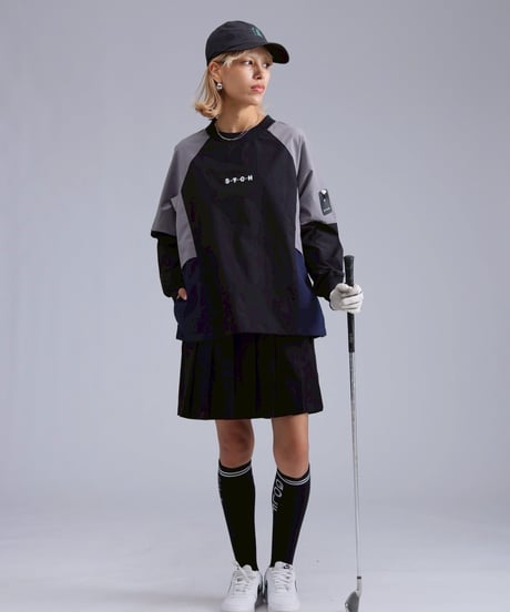 【ANTIQUAGOLF×STCH】Color Block Pullover-black