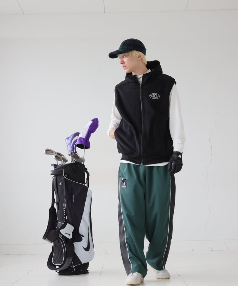 ANTIQUAGOLF×STCH】 color matching pants-green |