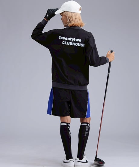 【ANTIQUAGOLF×STCH】v-neck logo tops-black
