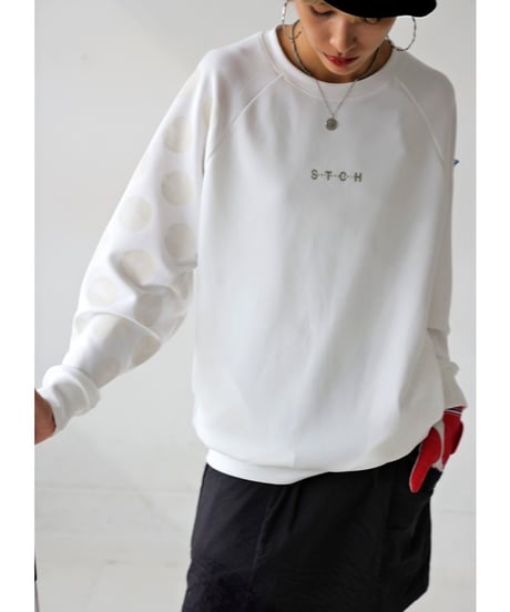 【ANTIQUAGOLF×STCH】UNISEX（ユニセックス）dot design tops-white