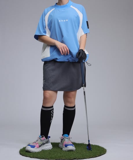 【 ANTIQUAGOLF×STCH 】coloorblock logo skirt-darkgray