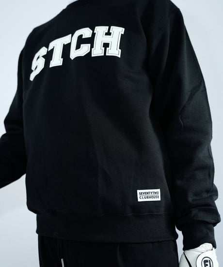 STCH【College Logo crew neck-black】