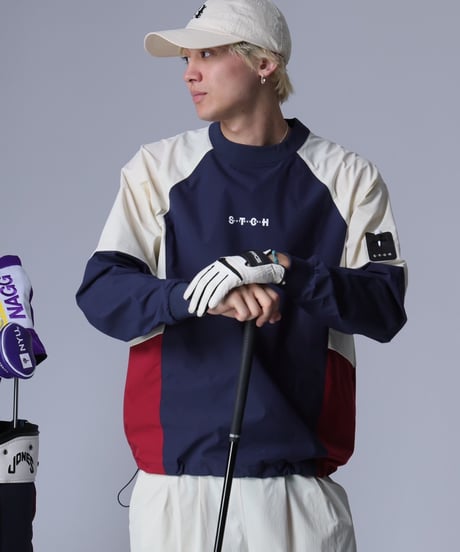 【ANTIQUAGOLF×STCH】Color Block Pullover-navy