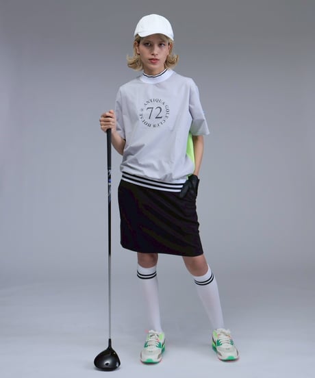 【 ANTIQUAGOLF×STCH 】backcolor mockneck tops-lightgray