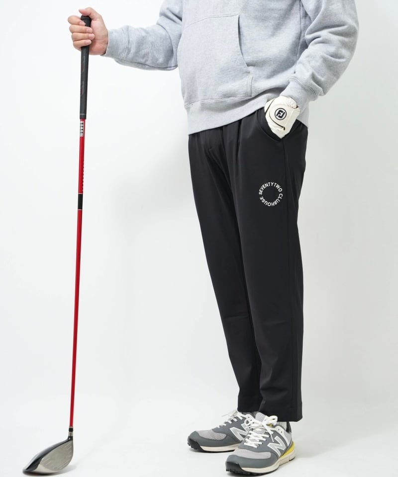 STCH ORIGINAL【side gather stretch pants-black】