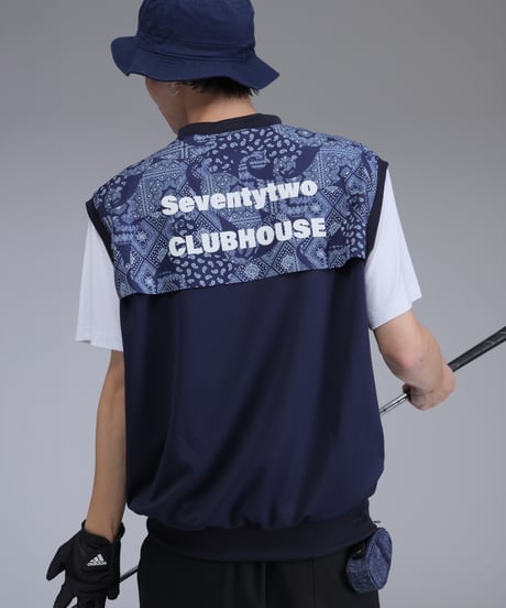 【 ANTIQUAGOLF×STCH 】paisley pattern vest-NAVY
