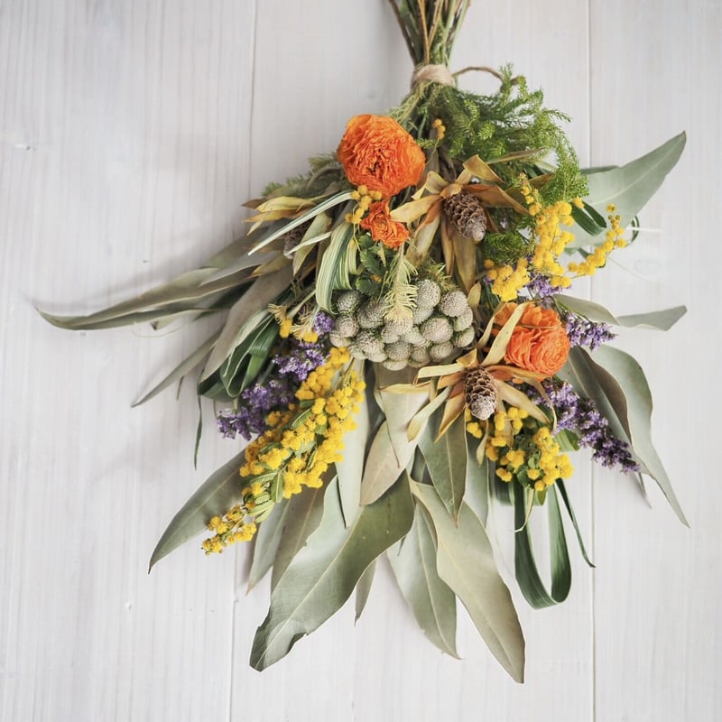 SALE ユーカリとミモザのスワッグ ミモザとラベンダー、ユーカリのスワッグ | MAPLE FLOWER＆COFFEE