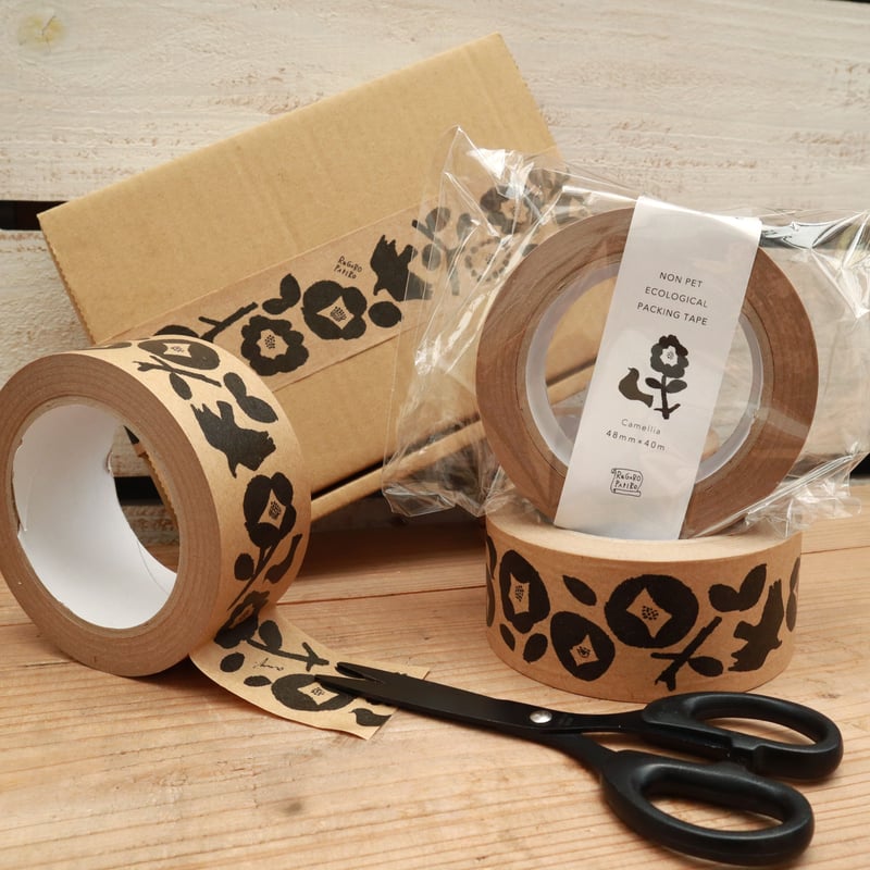 椿と鳥柄エコクラフトテープ1巻 (宅急便発送) | any.paper by