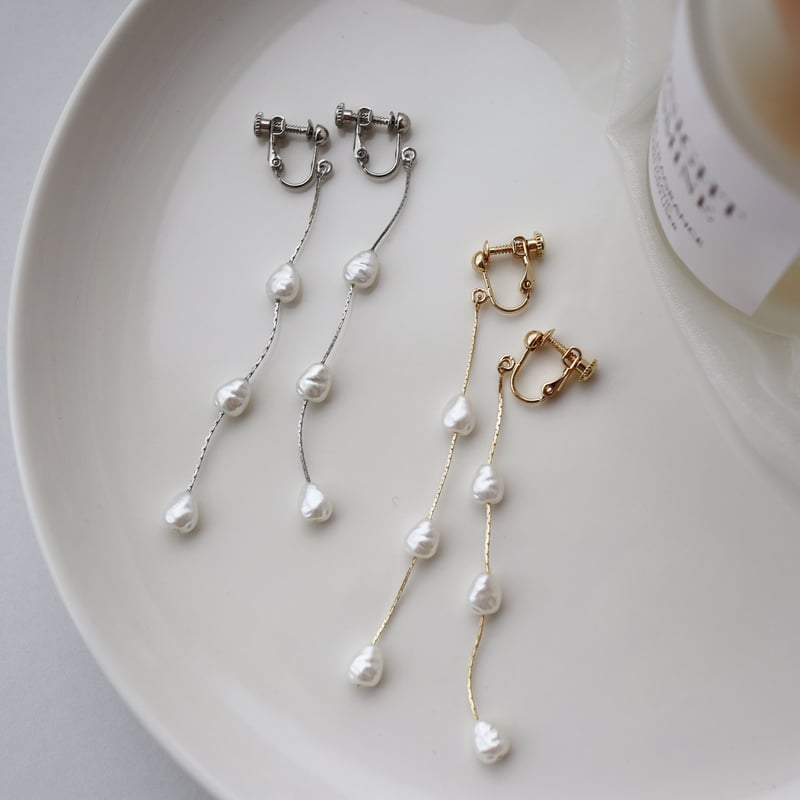 121E パールロングイヤリング | seasukii