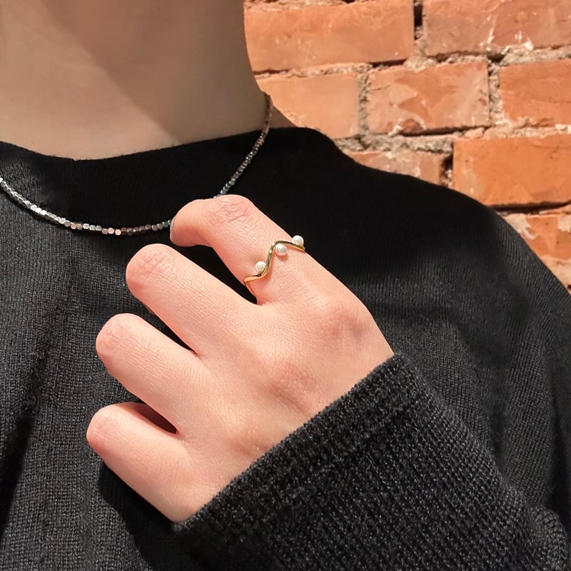 星形とパールのリング Offspring sterling silver with diamonds ring combination