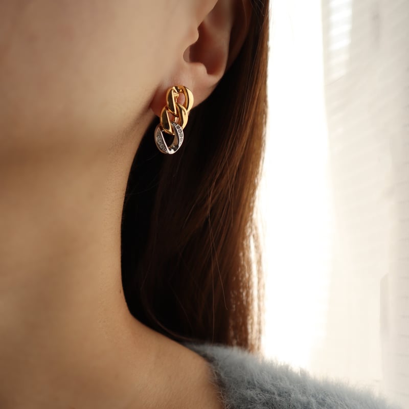 142E mixカラーチェーンイヤリング | seasukii