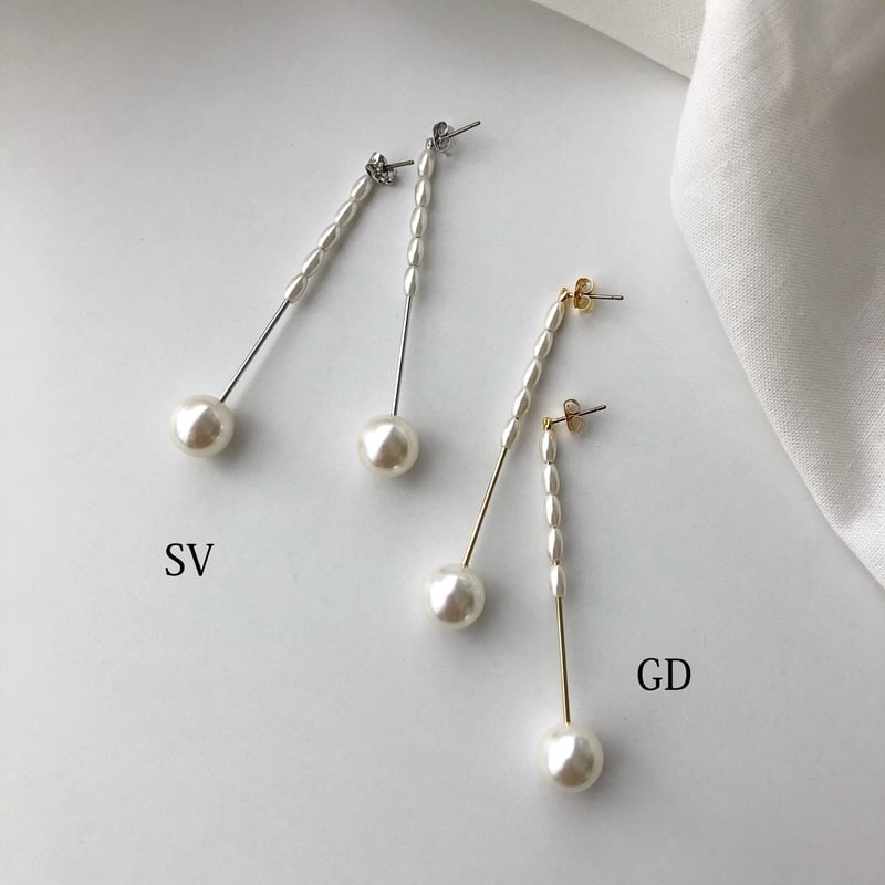 WING BLING■14K Lonnie ツーラインパールピアス☆送料関税込 322P パールワイヤーピアス | seasukii