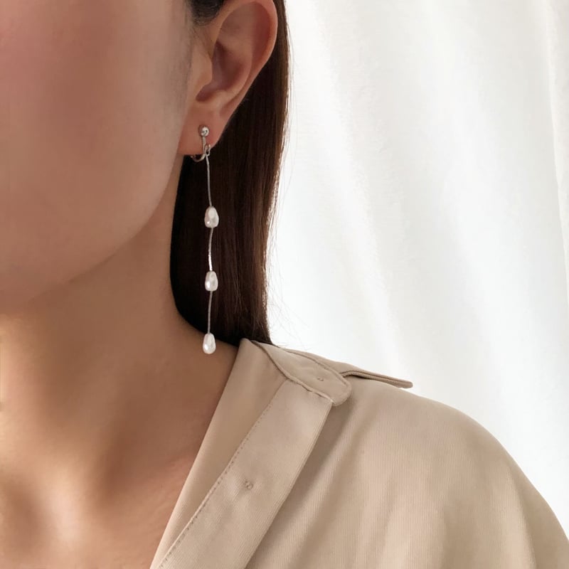 121E パールロングイヤリング | seasukii