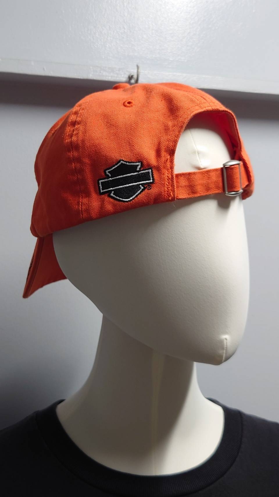 激レア　ヴィンテージHarley-Davidson 刺繍ロゴ キャップ 赤白 80s USA製 INDIANA 刺繍 ツートン 切り替え キャップ 白×赤