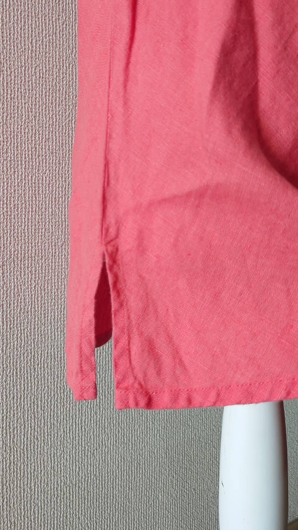 90’s FLAX リトアニア製 Vネック リネン タンクトップ ピンク S 90's FLAX リトアニア製 Vネック リネン タンクトップ ピンク S