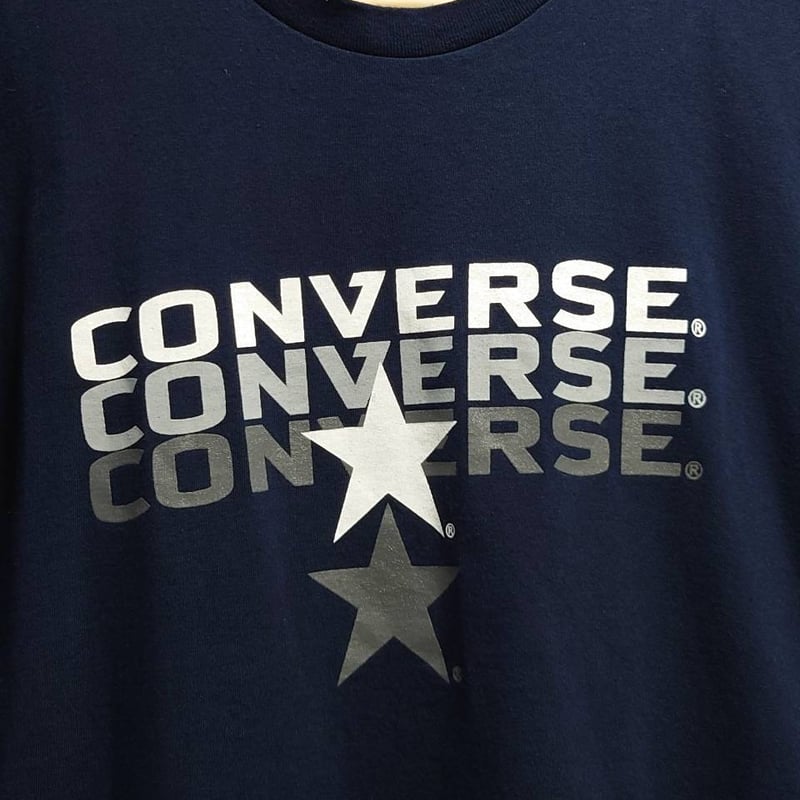 90's Converse All Star USA製 ロゴプリント Tシャツ ネイビー LL