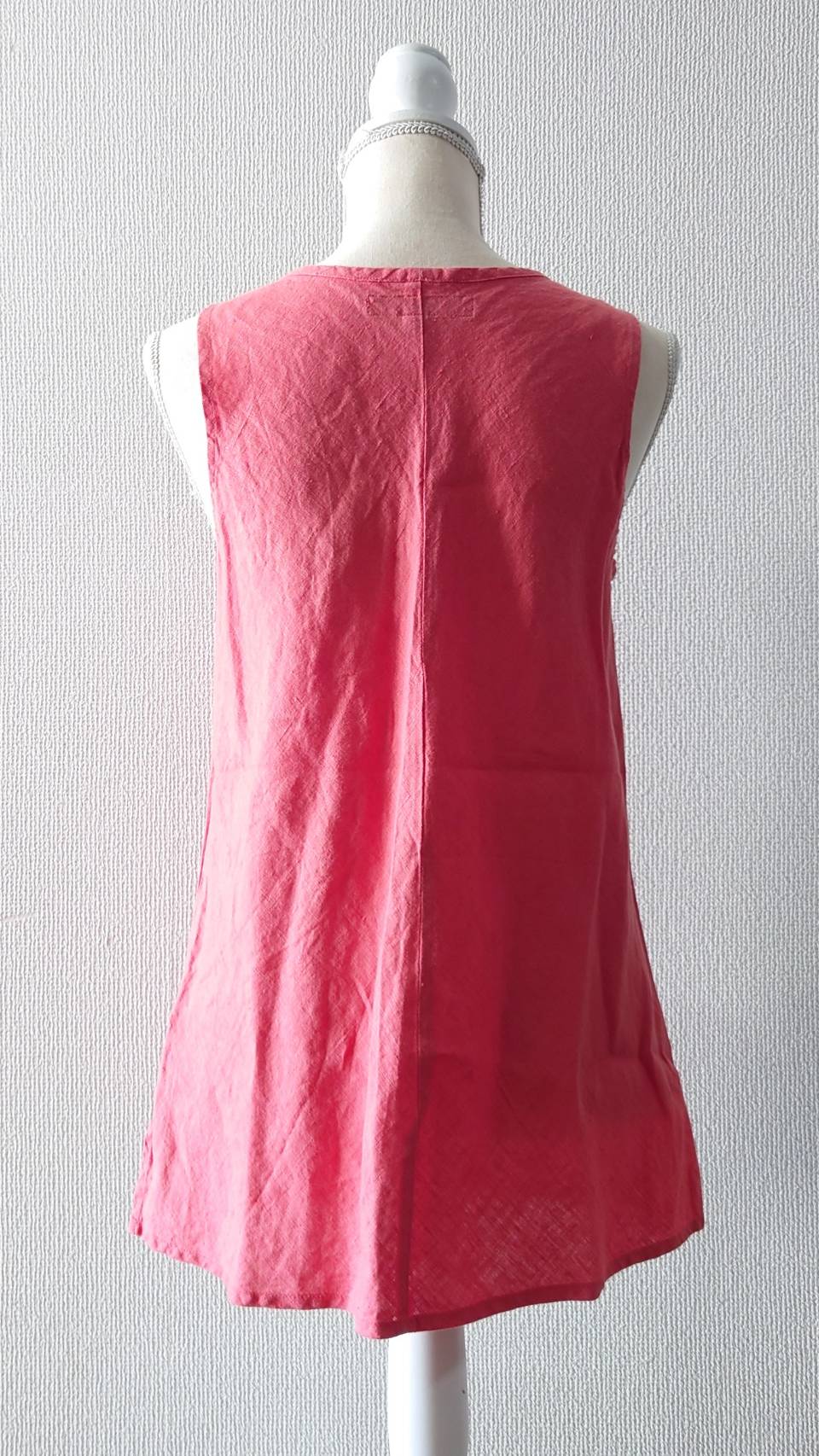 90’s FLAX リトアニア製 Vネック リネン タンクトップ ピンク S 90's FLAX リトアニア製 Vネック リネン タンクトップ ピンク S