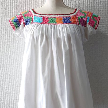 Vintage プエブラ刺繍 メキシカン ブラウス ホワイト 半袖