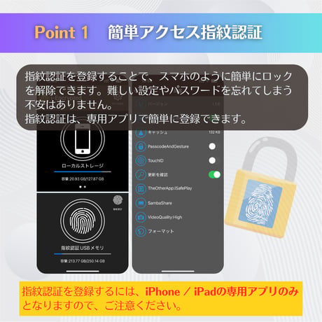 3in1 指紋認証USBメモリ