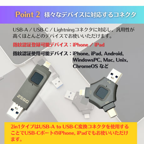 3in1 指紋認証USBメモリ
