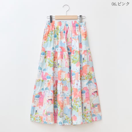 アートプリントティアードスカート[41415147]natural mist