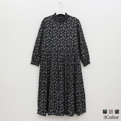 花柄プリーツ切替ワンピース[20116113]natural mist