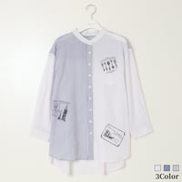 スタンププリントバンドカラーシャツ[41723294]capricious