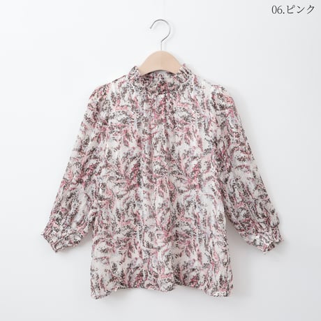 ラメ混モチーフプリントシアーブラウス[40813306]natural mist