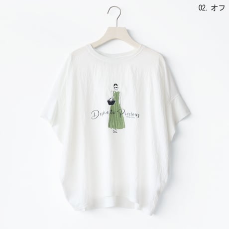 異素材MIXコラージュモチーフドルマンカットソー[30111578]natural mist