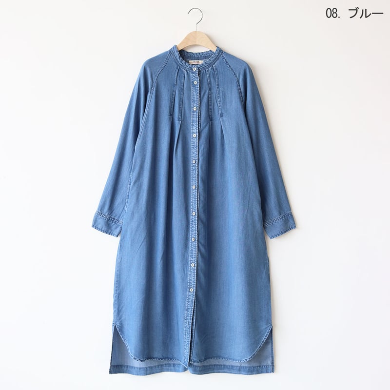 バンドカラーデニムシャツワンピース[33356265]＆Noel | natural mist