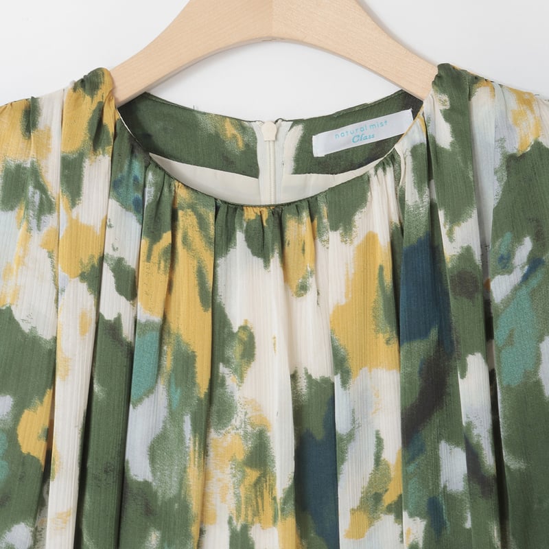 美品 プリーツプリーズ ノースリーブワンピース チュニック ティアード 切替 緑 美品 プリーツプリーズ ノースリーブワンピース チュニック