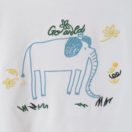イラスト刺繍デザインTシャツ[30111312]natural mist