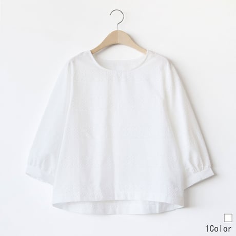 ワッフル刺繍コットンブラウス[41413665_04]natural mist