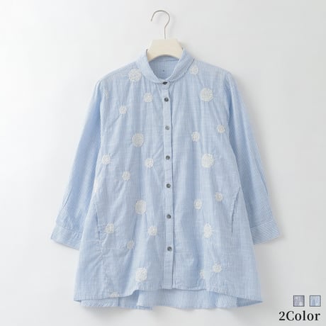 フラワーサークル刺繍ストライプシャツ

[41713676]natural mist