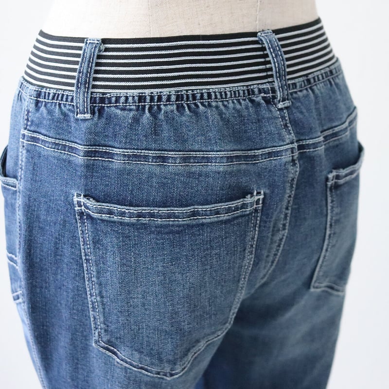 ウエストゴム】【ストレッチ】アンクル丈イージーデニムパンツ[8037145