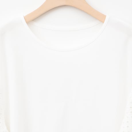 アイレットレースフリル袖カットソー[41411244]natural mist