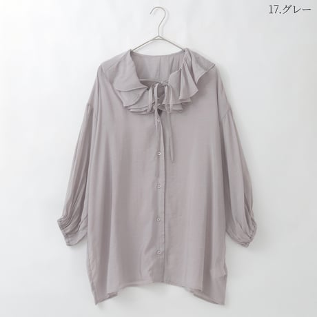 フリルカラーシアーシャツ[80643038]オンライン限定