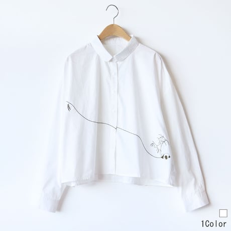 PANDA刺繍デザインシャツ[41413653]naturalmist