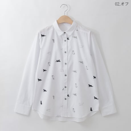 【洗える】キャット刺繍デザインシャツ

[71213728]natural mist