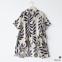 ボタニカルデザインロングシャツ[41419013]naturalmist