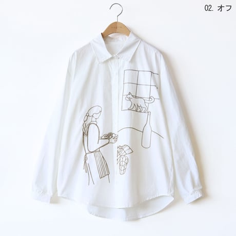 モチーフエンブロイダリーコットンシャツ[41413651]naturalmist