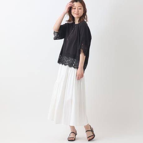 スカラップレースドッキングカットソー[41411256]natural mist