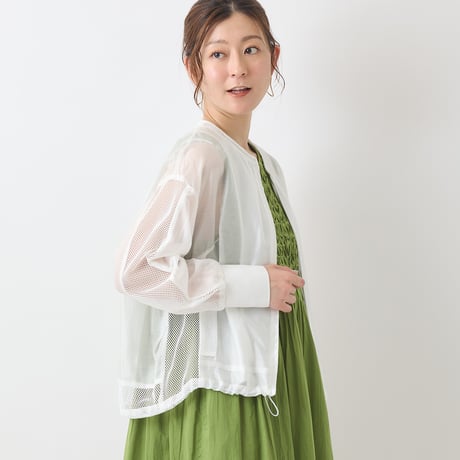 【洗える】メッシュ切り替えシアーブルゾン[41714287]natural mist