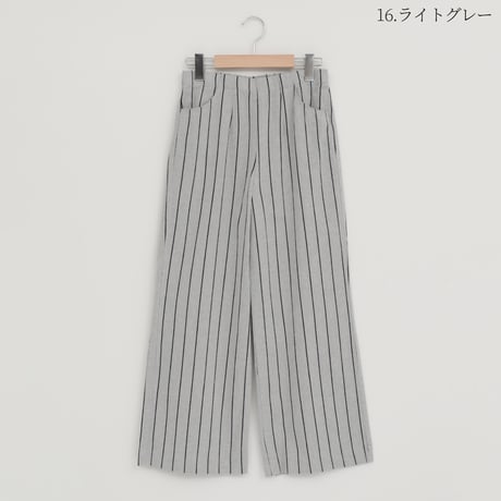 【日本製】コットンリネンストライプワイドパンツ

[80317195]natural mist