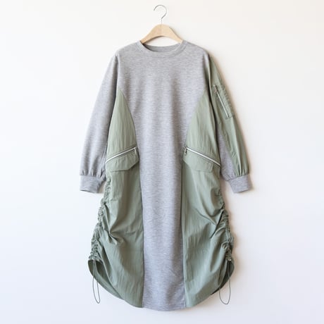 異素材ドッキングジャージーワンピース[61716366]natural mist