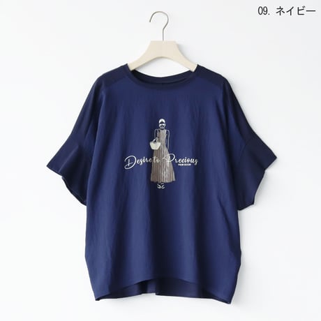 異素材MIXコラージュモチーフドルマンカットソー[30111578]natural mist