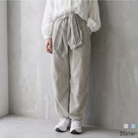 サッカーチェック腰巻き風タックパンツ[99947039]オンライン限定