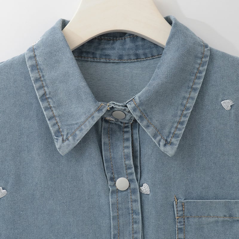 ハート刺繍デニムショートシャツ [14953442]&Noel | natural mist