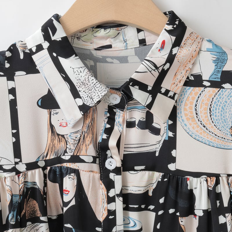 シネマプリントティアードシャツ [22033236]vivid | natural mist