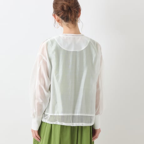 【洗える】メッシュ切り替えシアーブルゾン[41714287]natural mist